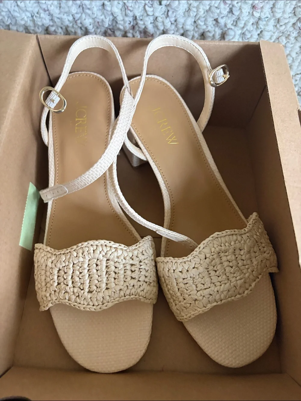 J. Crew Factory Blonde Natural Raffia heeled sandal size 7 CU341 $138